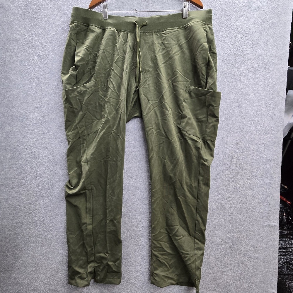 Mandala Women Scrub Pants 2XL Olive Cargo‎ Pants Equa-Tek Button PO21-IN 25" NWT